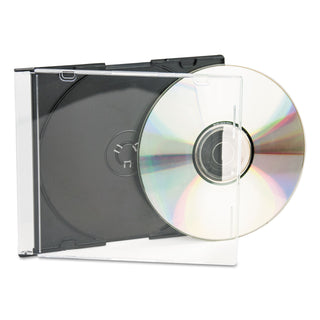 CD/DVD Slim Jewel Cases, Clear/Black, 25/Pack