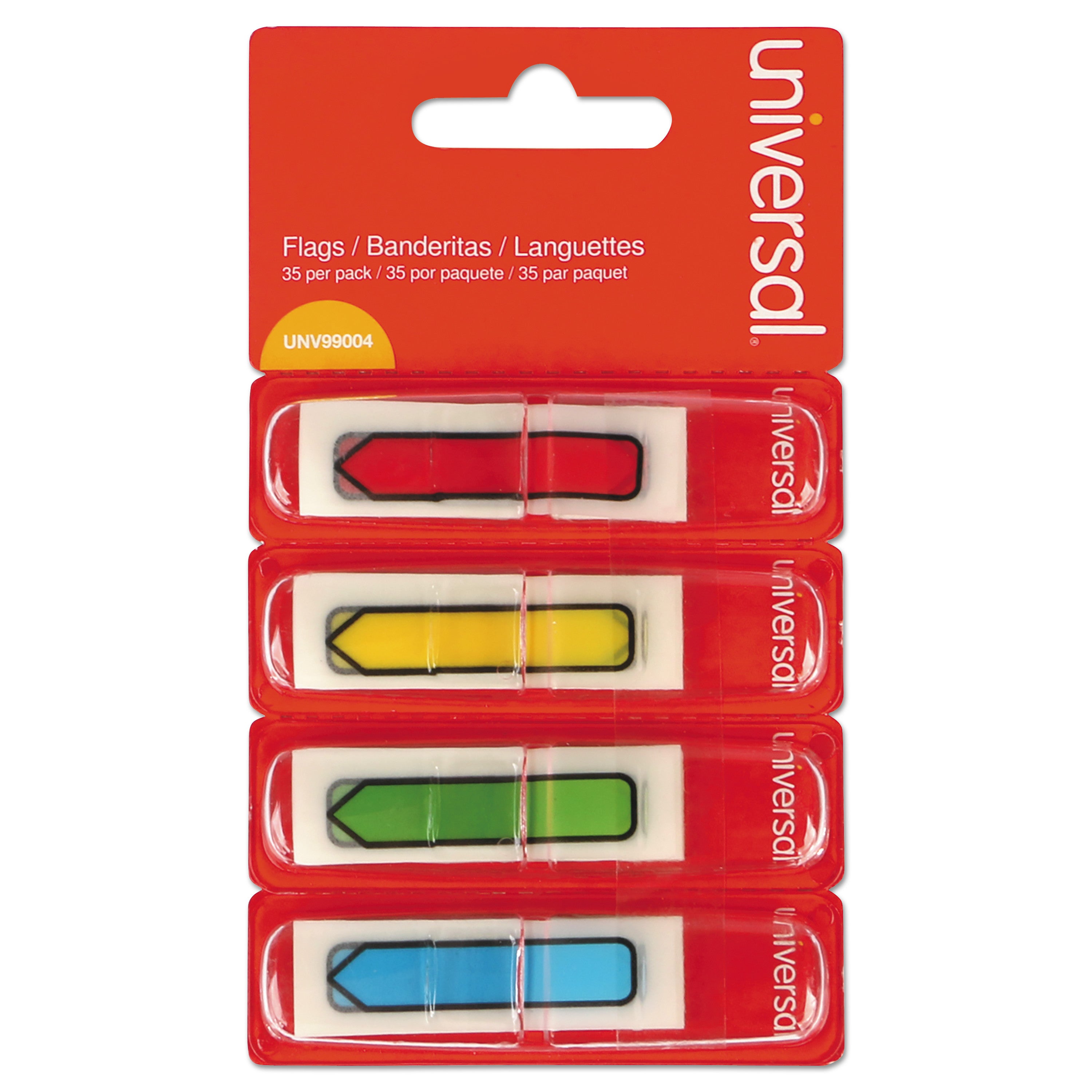 Page Flags, Assorted Colors, 35 Flags/Dispenser, 4 Dispensers/Pack - 