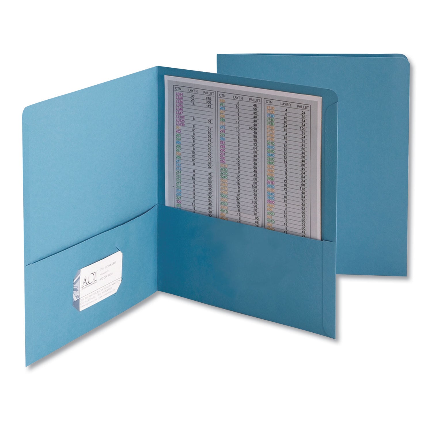 Two-Pocket Folder, Embossed Leather Grain Paper, 100-Sheet Capacity, 11 x 8.5, Blue, 25/Box - 