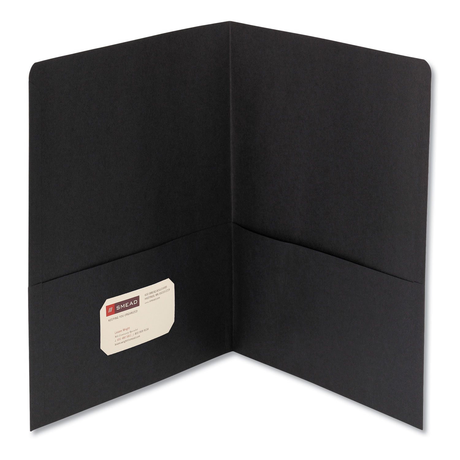 Two-Pocket Folder, Textured Paper, 100-Sheet Capacity, 11 x 8.5, Black, 25/Box - 