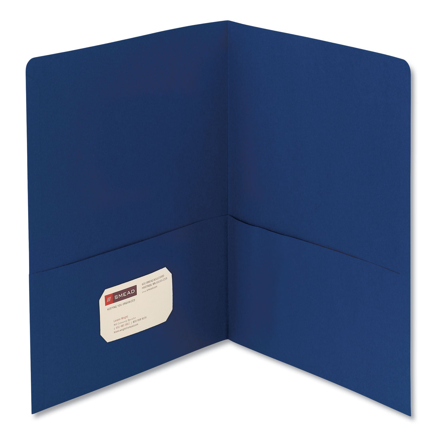 Two-Pocket Folder, Textured Paper, 100-Sheet Capacity, 11 x 8.5, Dark Blue, 25/Box - 