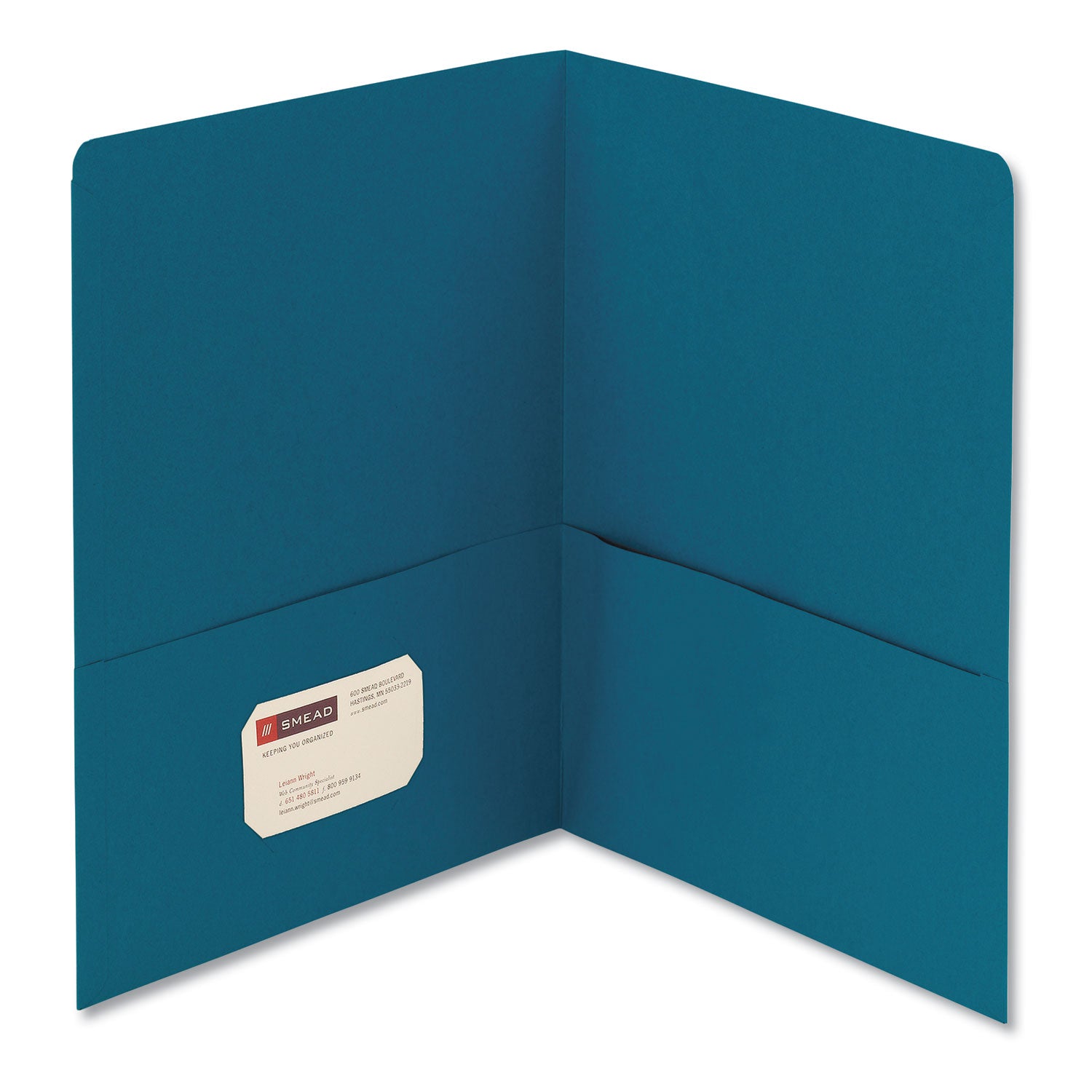 Two-Pocket Folder, Textured Paper, 100-Sheet Capacity, 11 x 8.5, Teal, 25/Box - 