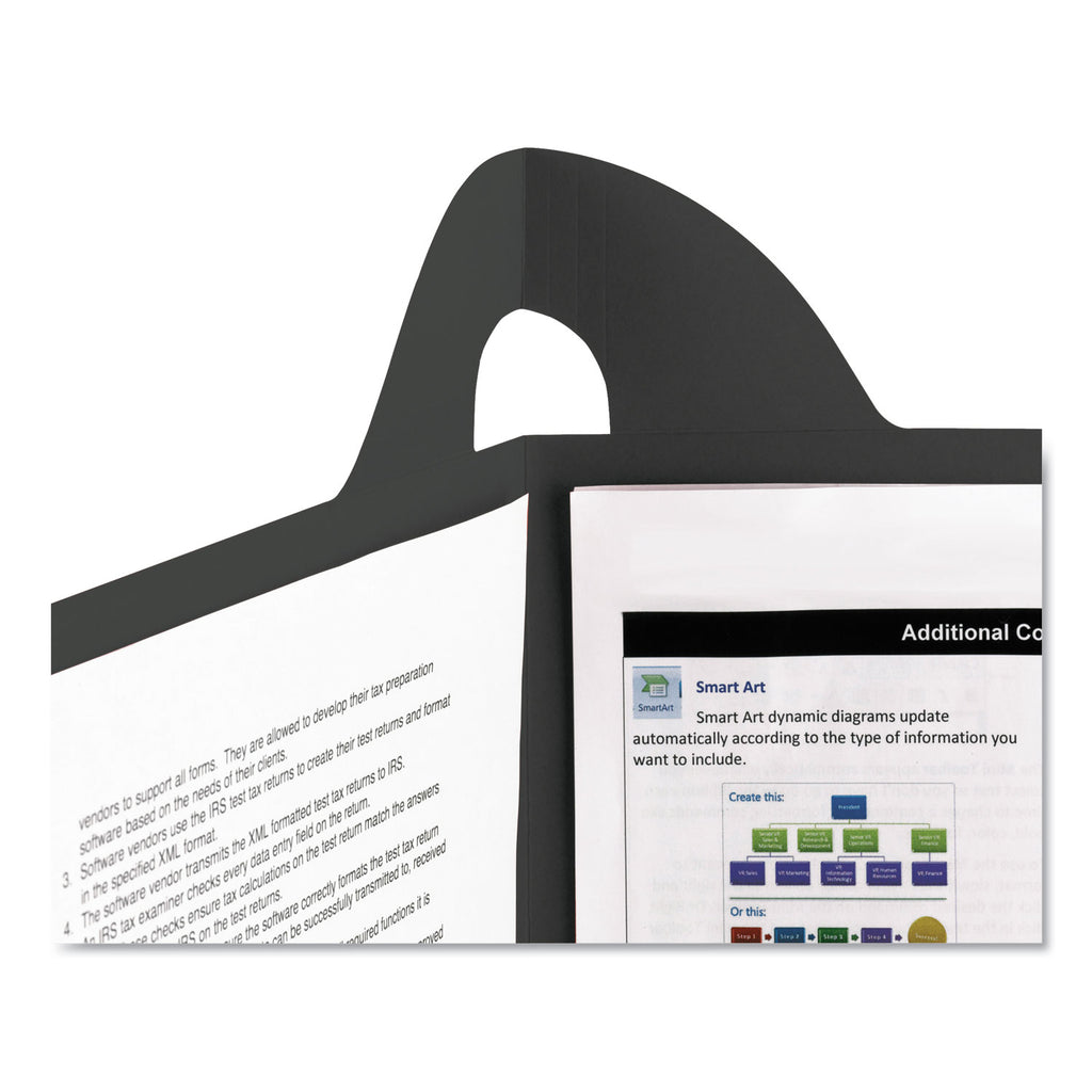 Lockit Two-Pocket Folder, Textured Paper, 100-Sheet Capacity, 11 x 8.5, Black, 25/Box - 