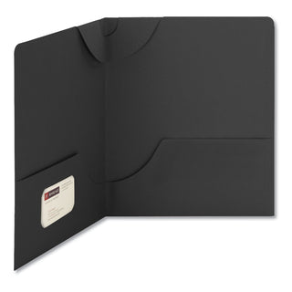 Lockit Two-Pocket Folder, Textured Paper, 100-Sheet Capacity, 11 x 8.5, Black, 25/Box - 