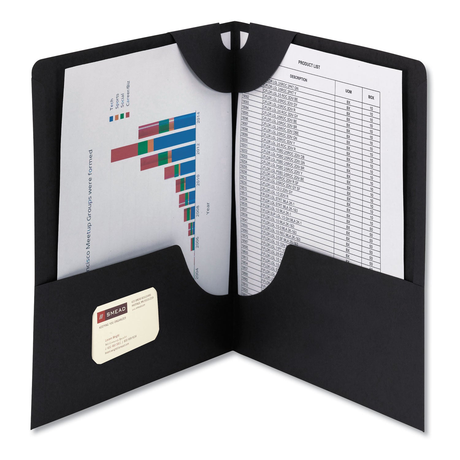 Lockit Two-Pocket Folder, Textured Paper, 100-Sheet Capacity, 11 x 8.5, Black, 25/Box - 