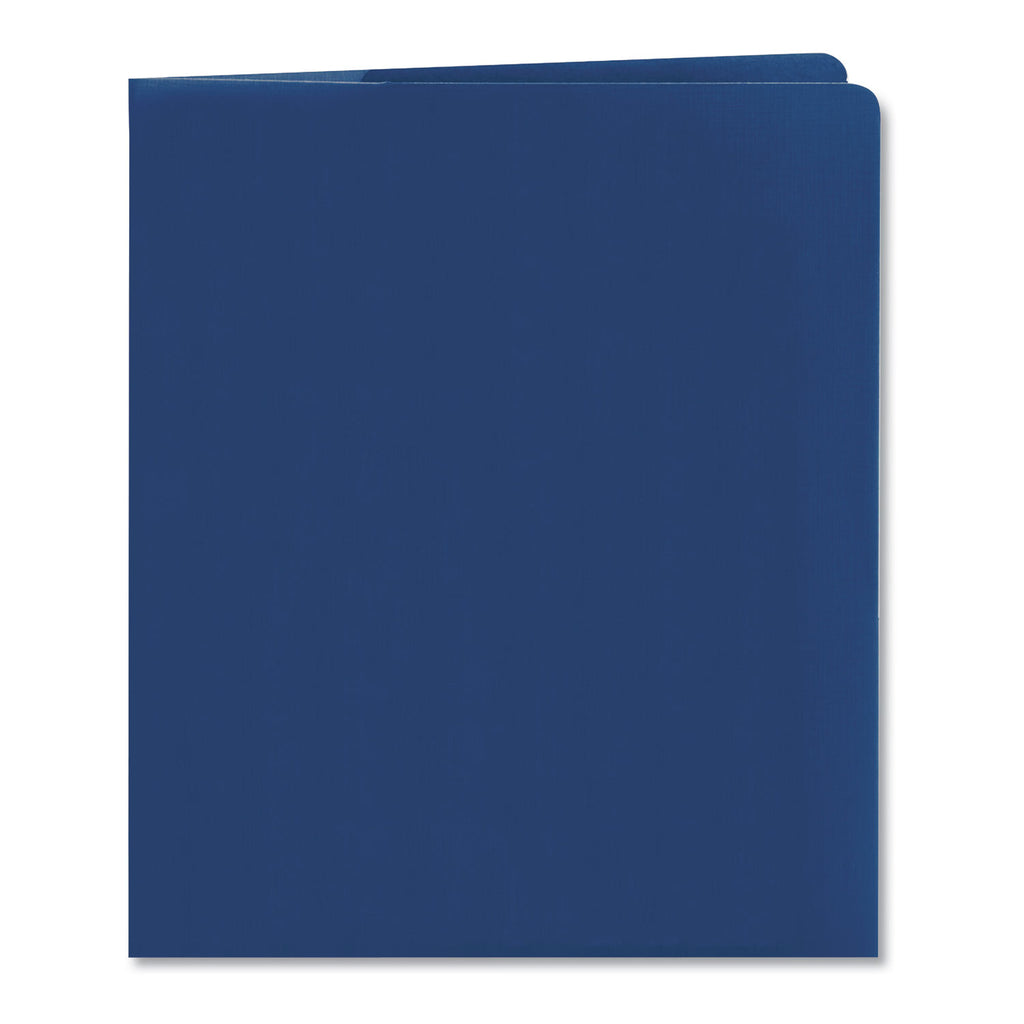 Lockit Two-Pocket Folder, Textured Paper, 100-Sheet Capacity, 11 x 8.5, Dark Blue, 25/Box