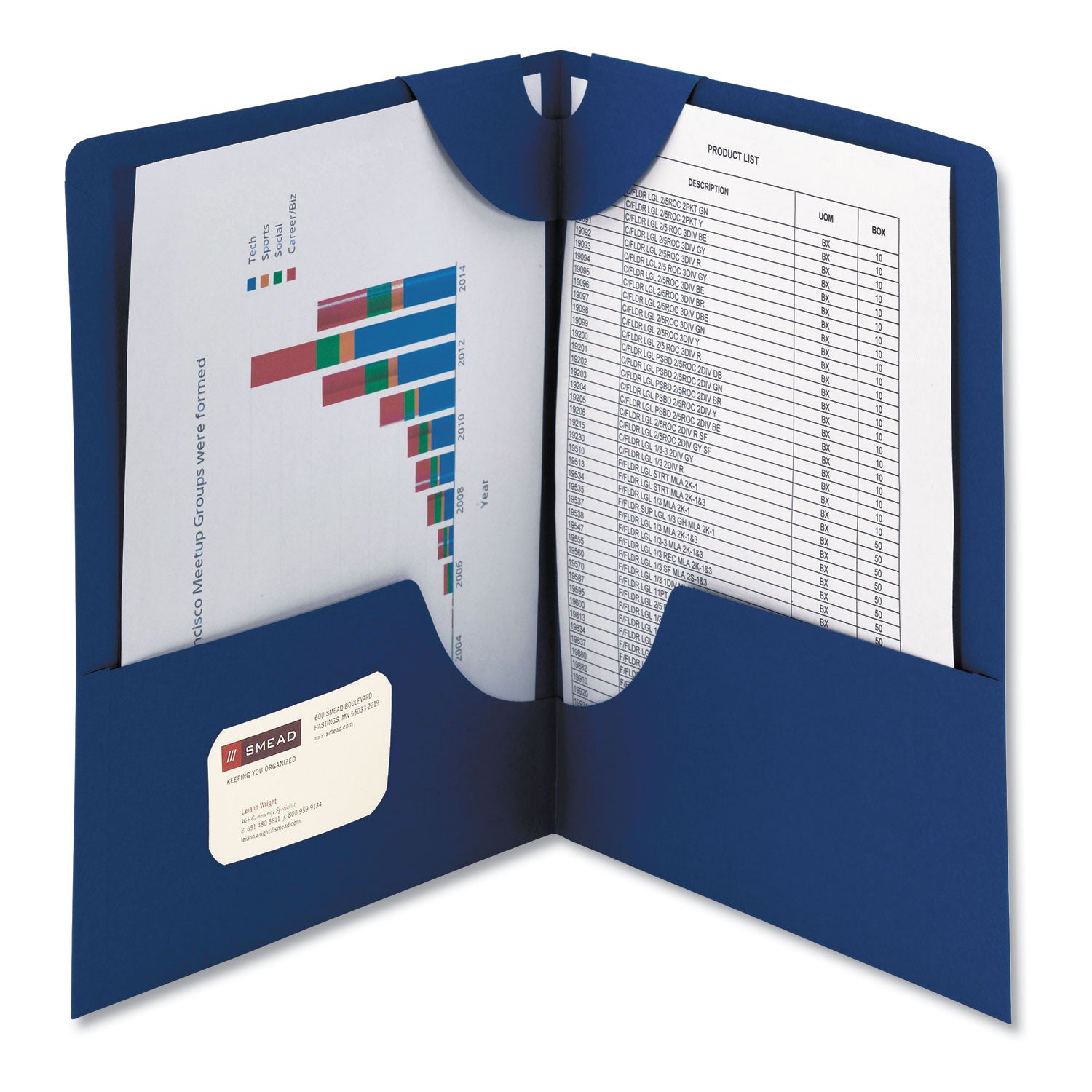 Lockit Two-Pocket Folder, Textured Paper, 100-Sheet Capacity, 11 x 8.5, Dark Blue, 25/Box - 