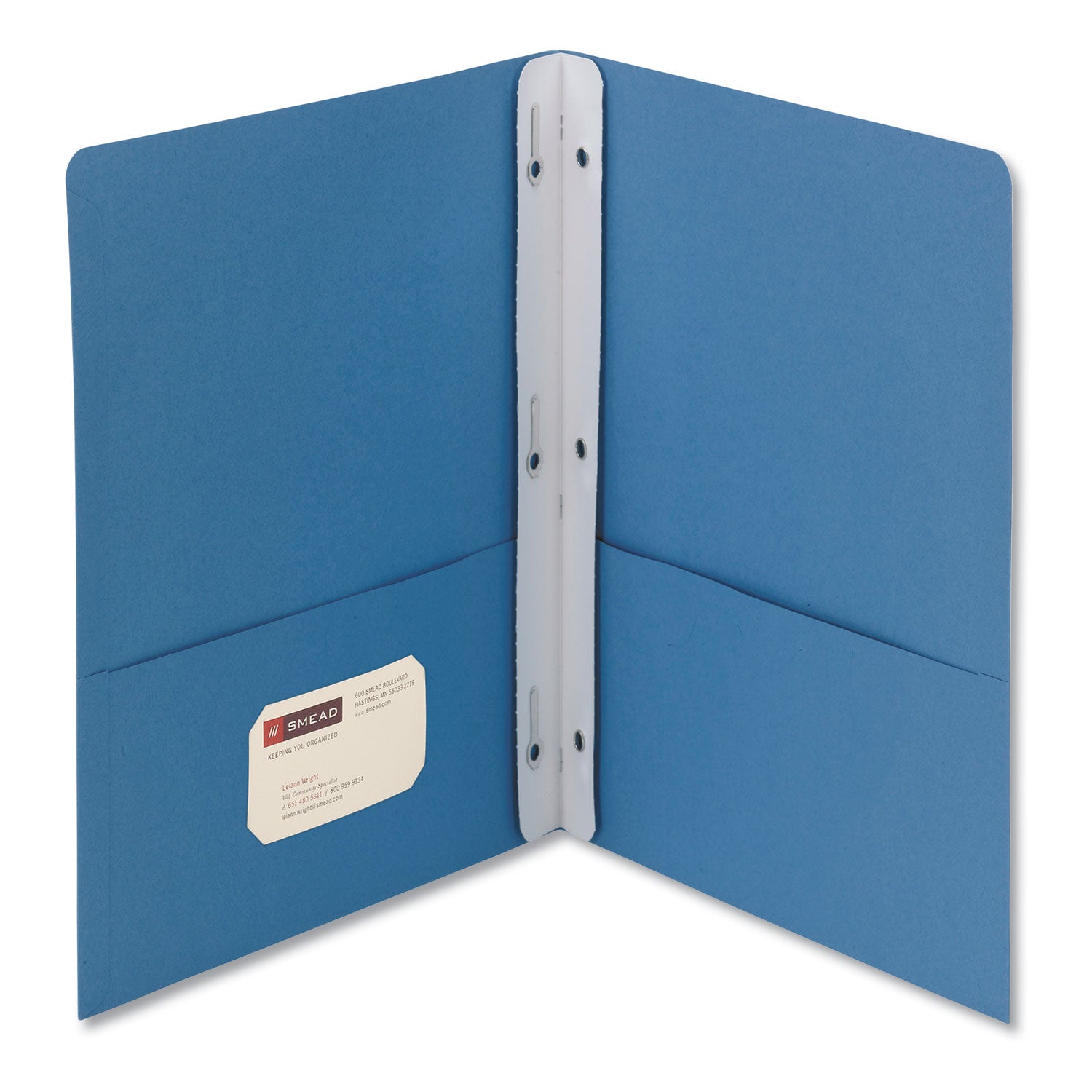 2-Pocket Folder with Tang Fastener, 0.5" Capacity, 11 x 8.5, Blue, 25/Box - 