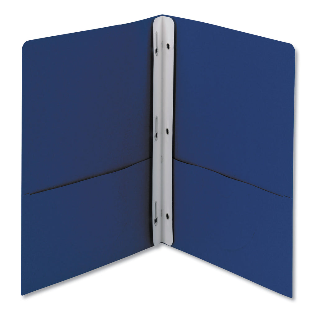 2-Pocket Folder with Tang Fastener, 0.5" Capacity, 11 x 8.5, Dark Blue, 25/Box - 