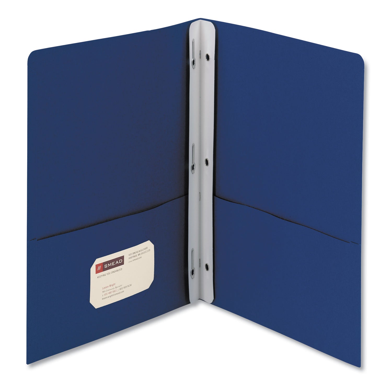 2-Pocket Folder with Tang Fastener, 0.5" Capacity, 11 x 8.5, Dark Blue, 25/Box - 