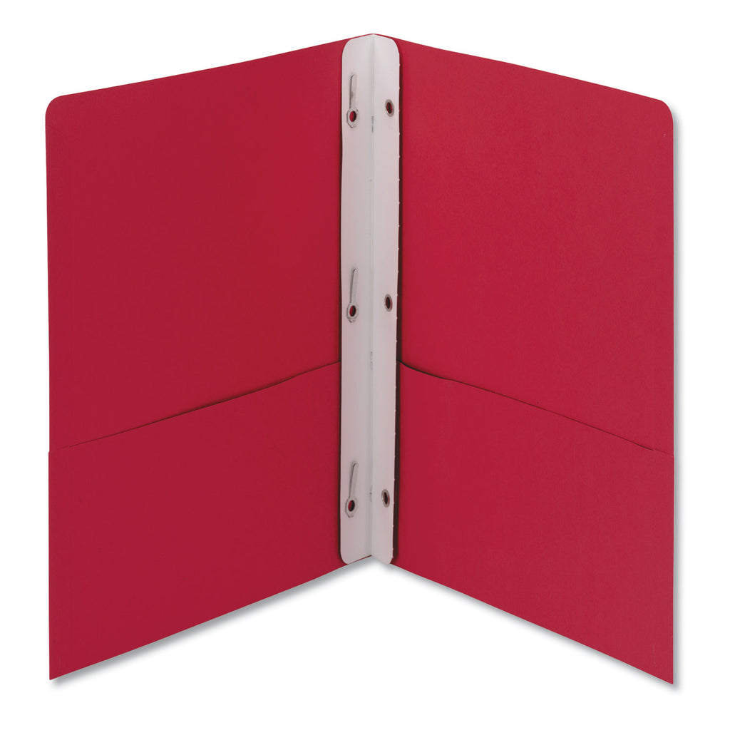 2-Pocket Folder withTang Fastener, Letter, 1/2" Cap, Red, 25/Box - 