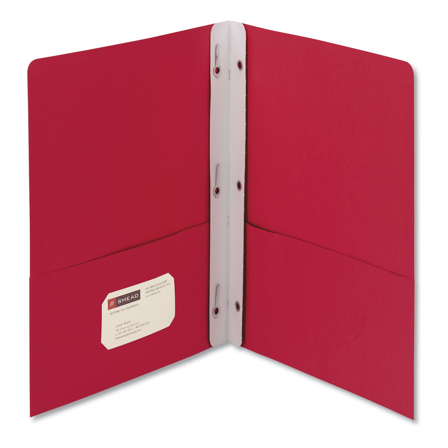 2-Pocket Folder withTang Fastener, Letter, 1/2" Cap, Red, 25/Box - 