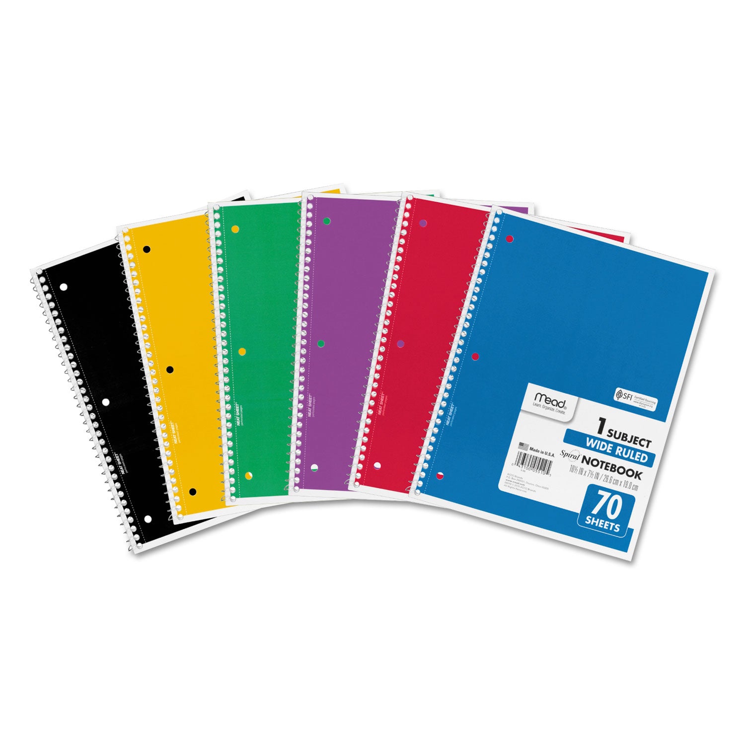 spiral-notebook-1-subject-wide-legal-rule-assorted-cover-colors-70-105-x-8-sheets-6-pack_mea73063 - 1