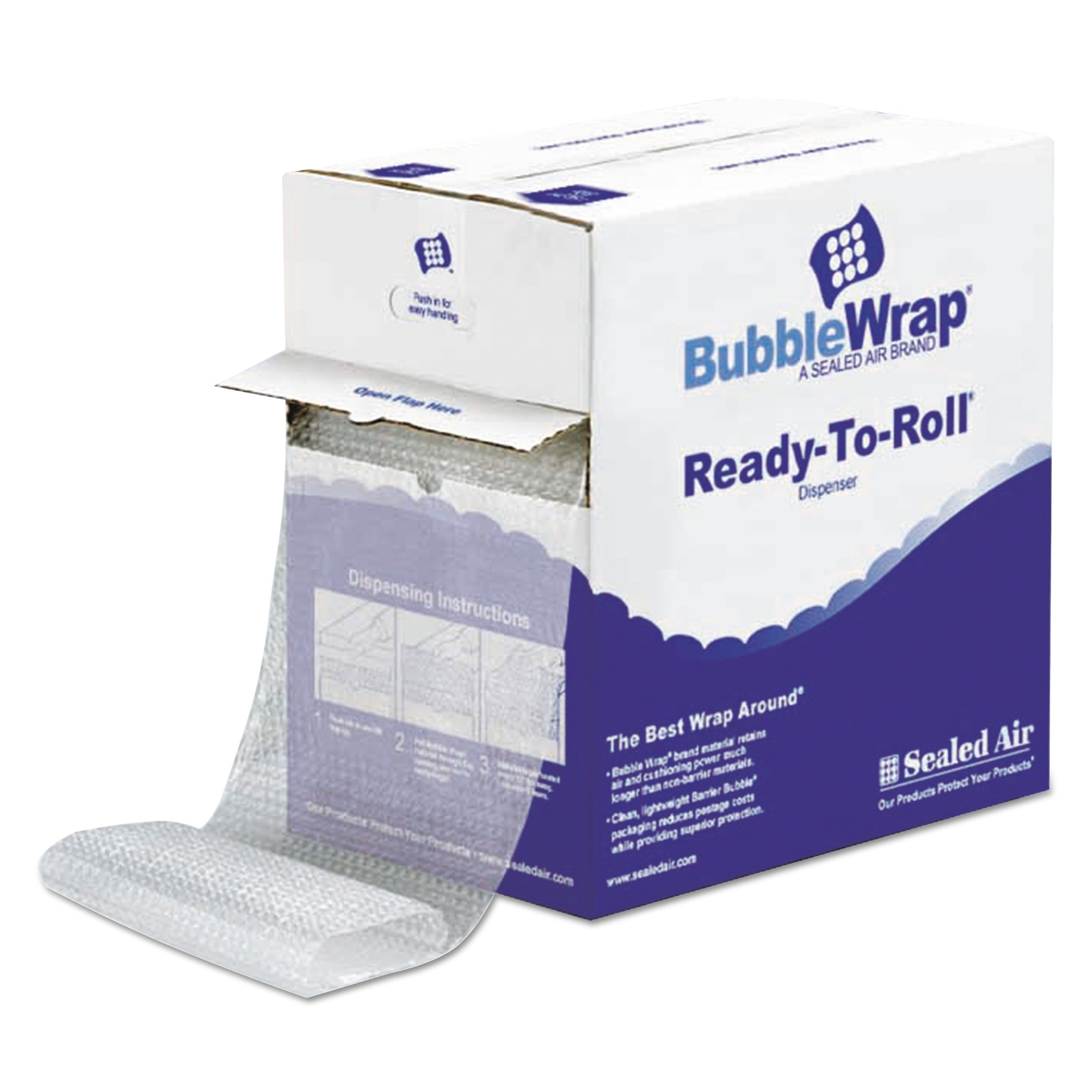 Bubble Wrap Cushioning Material in Dispenser Box, 0.19" Thick, 12" x 175 ft - 