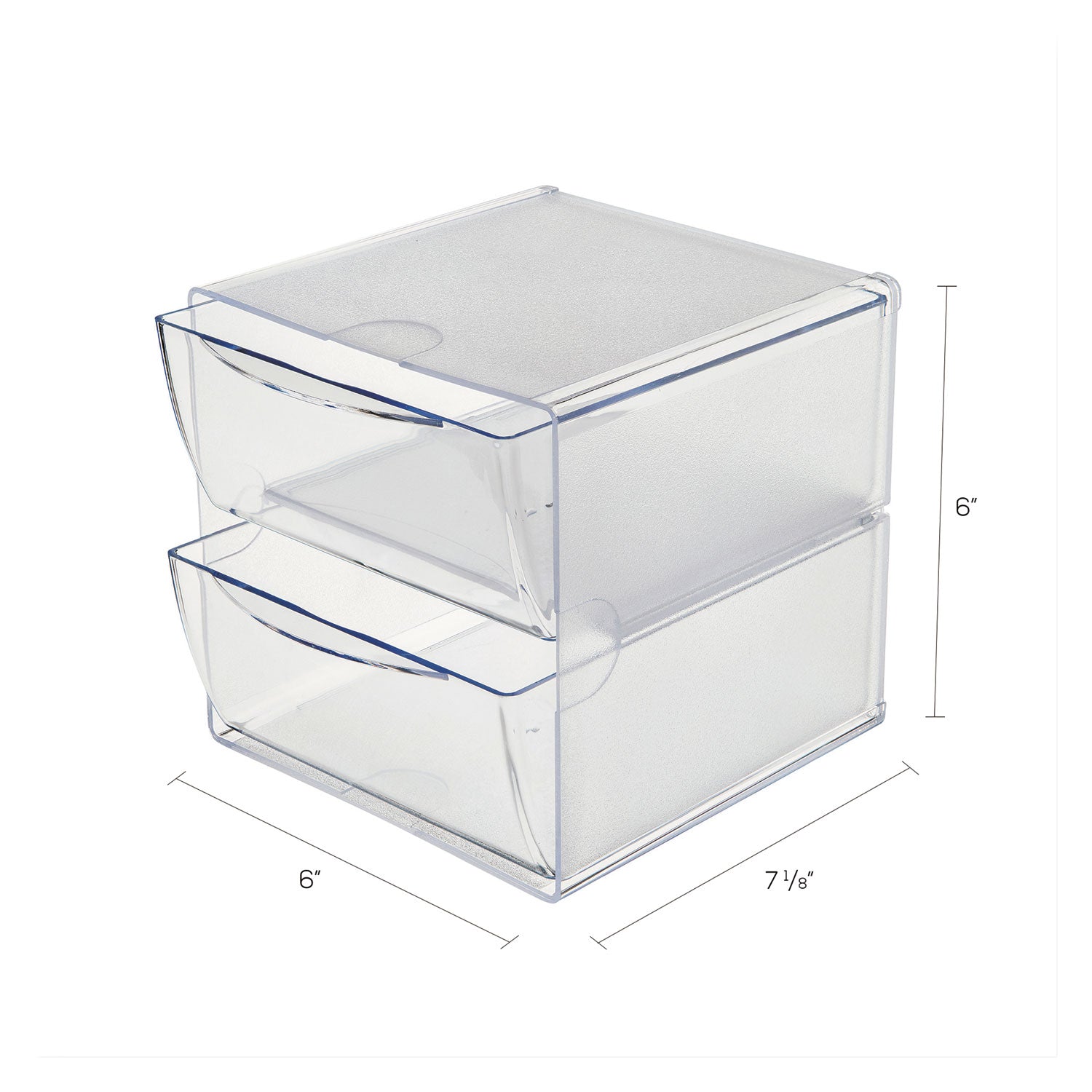 Stackable Cube Organizer, 2 Compartments, 2 Drawers, Plastic, 6 x 7.2 x 6, Clear - 