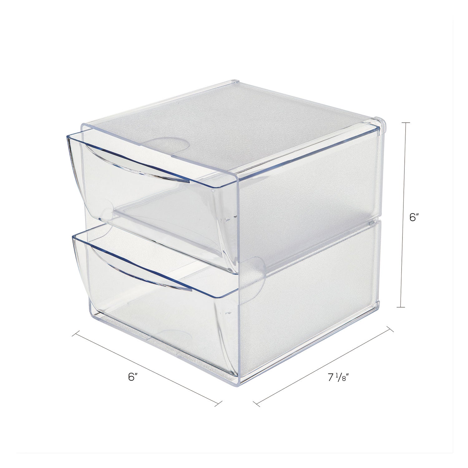 Stackable Cube Organizer, 2 Compartments, 2 Drawers, Plastic, 6 x 7.2 x 6, Clear