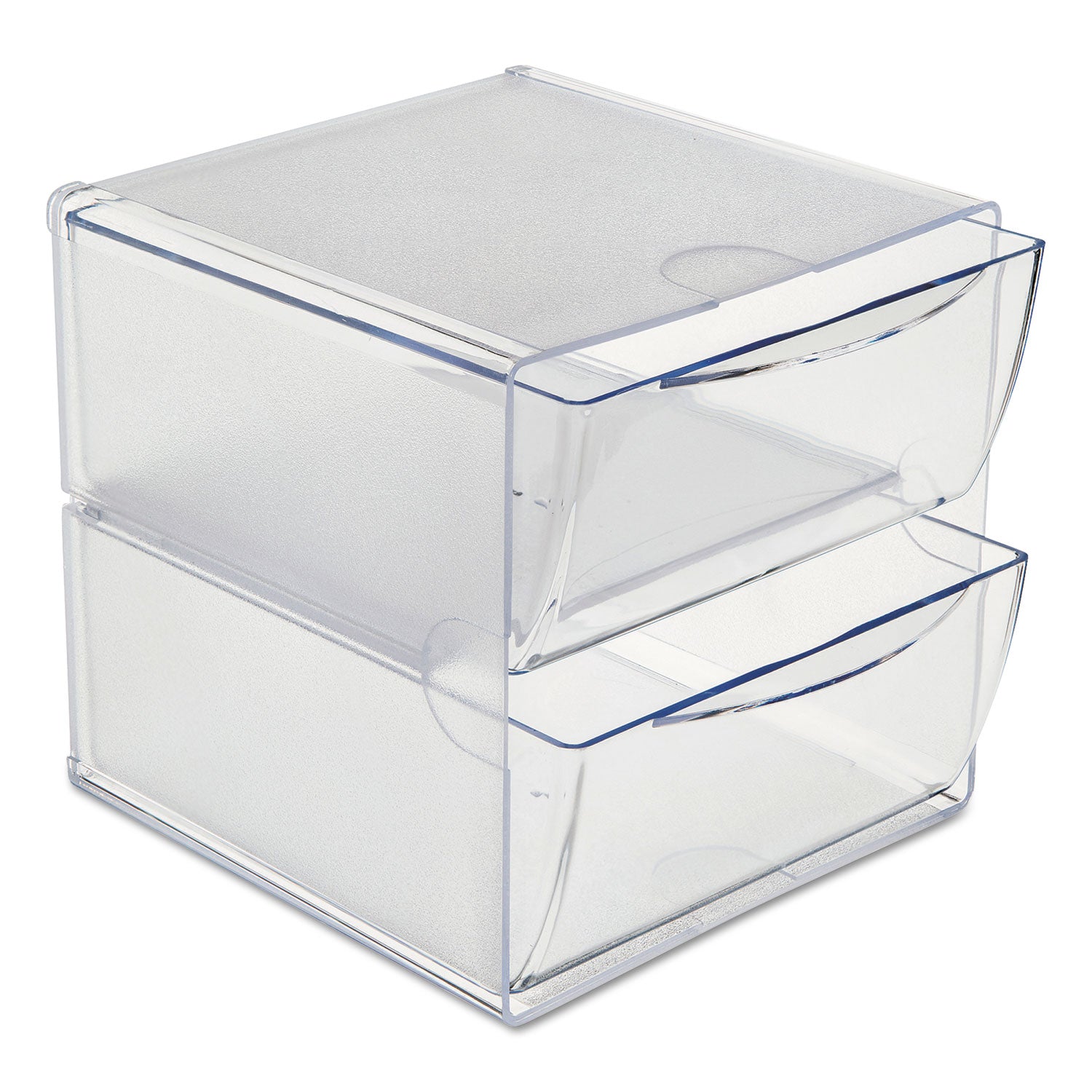 Stackable Cube Organizer, 2 Compartments, 2 Drawers, Plastic, 6 x 7.2 x 6, Clear - 