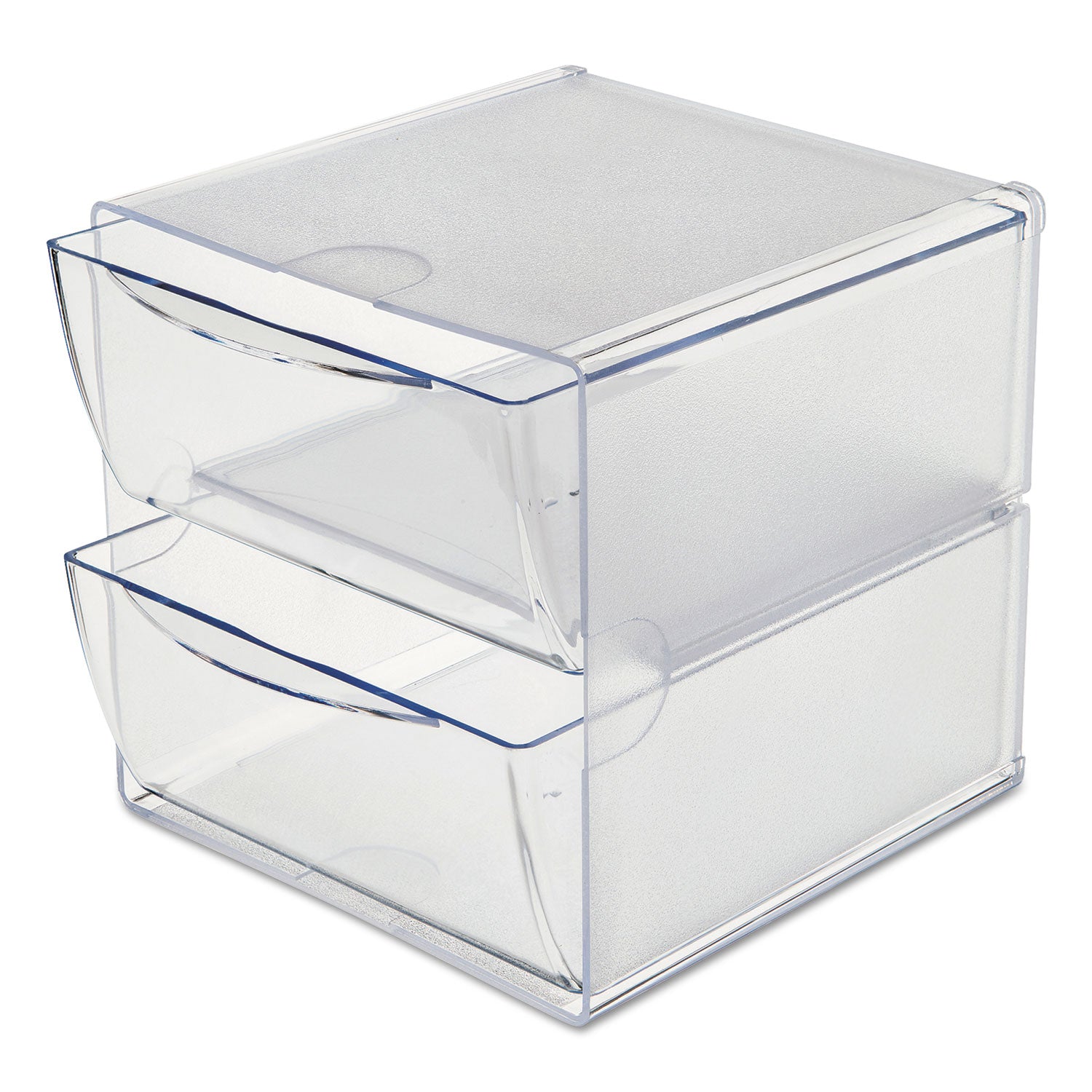 Stackable Cube Organizer, 2 Compartments, 2 Drawers, Plastic, 6 x 7.2 x 6, Clear - 