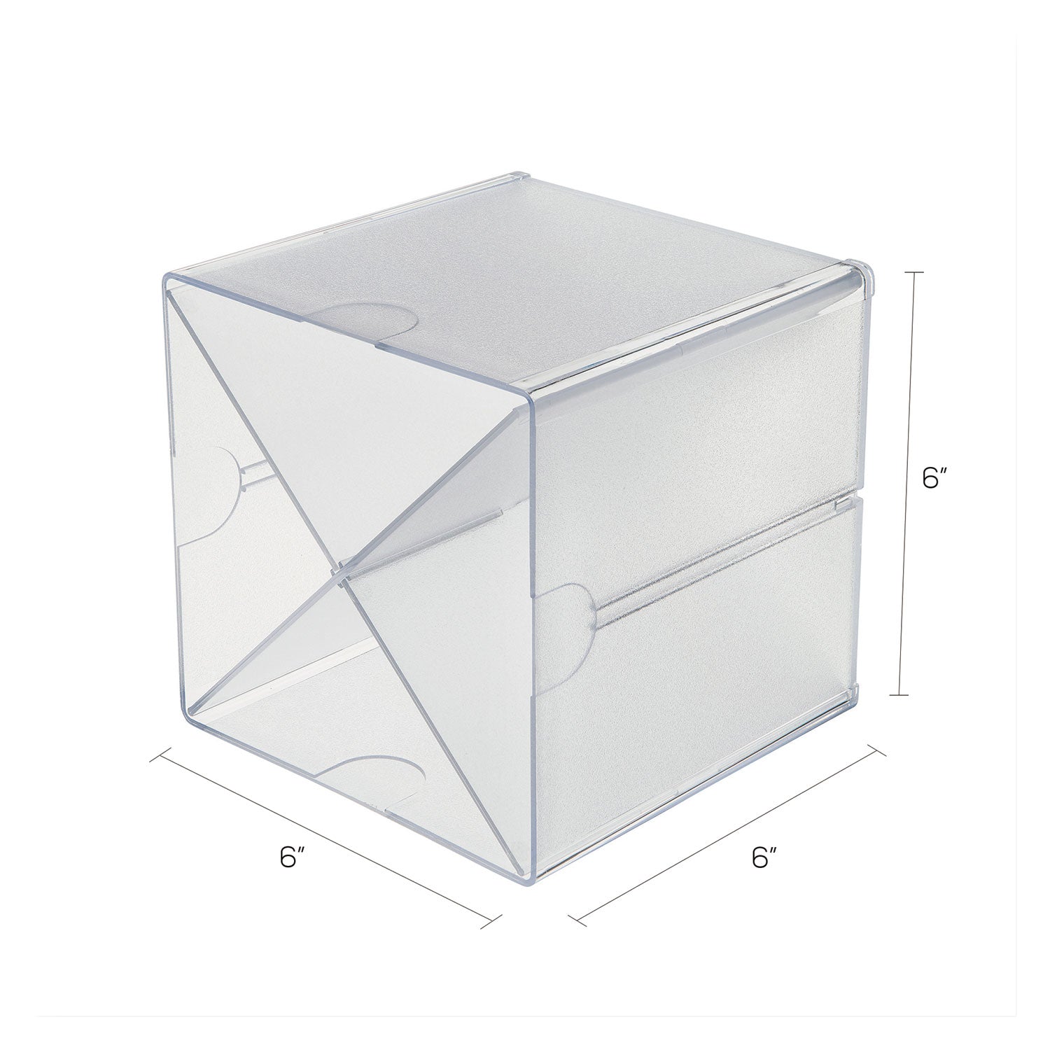 Stackable Cube Organizer, X Divider, 4 Compartments, Plastic, 6 x 7.2 x 6, Clear - 