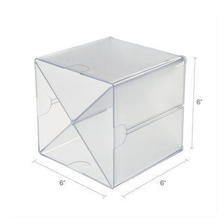 Stackable Cube Organizer, X Divider, 4 Compartments, Plastic, 6 x 7.2 x 6, Clear