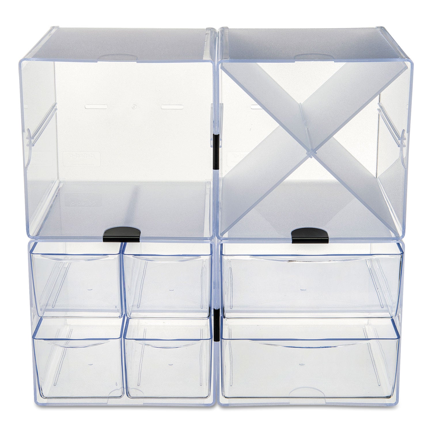 Stackable Cube Organizer, X Divider, 4 Compartments, Plastic, 6 x 7.2 x 6, Clear - 