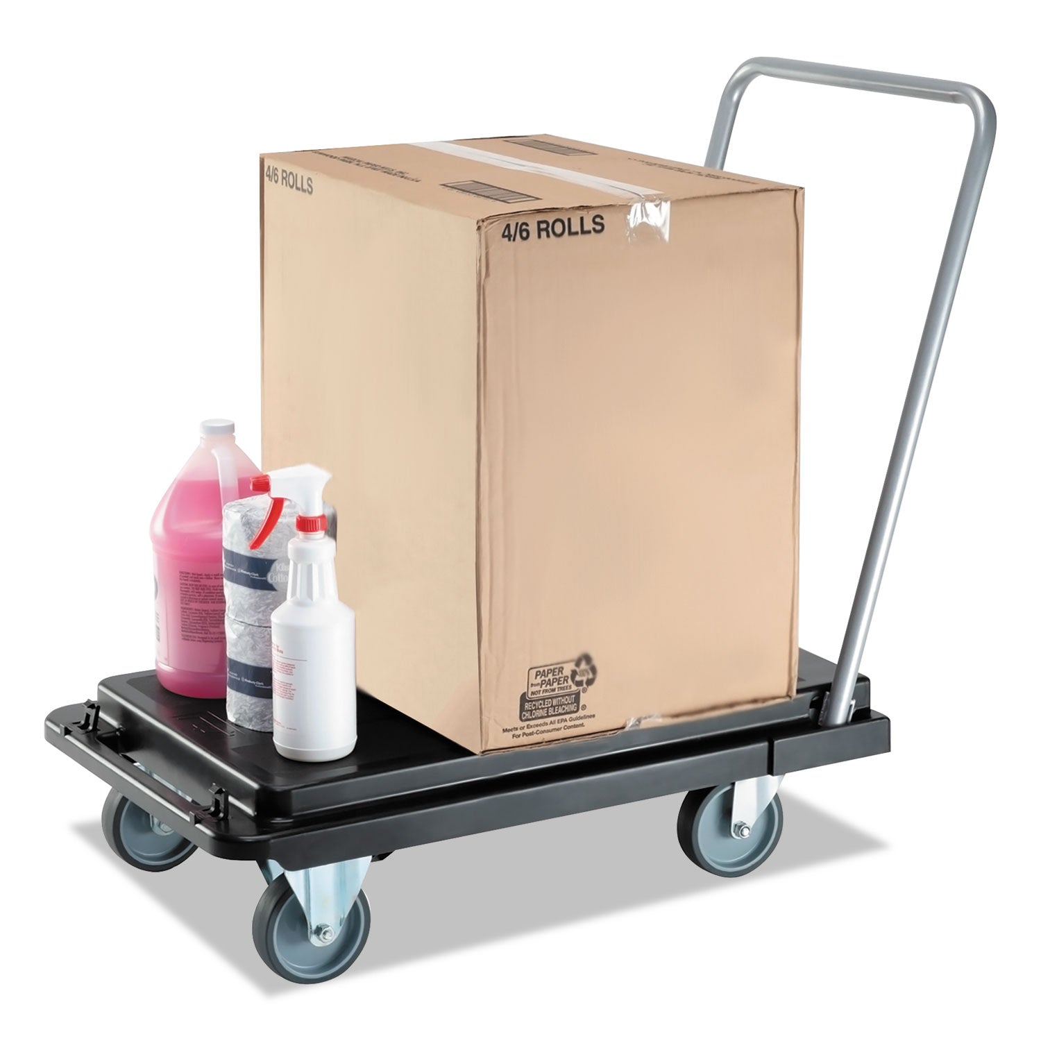 Heavy-Duty Platform Cart, 300 lb Capacity, 21 x 32.5 x 37.5, Black - 