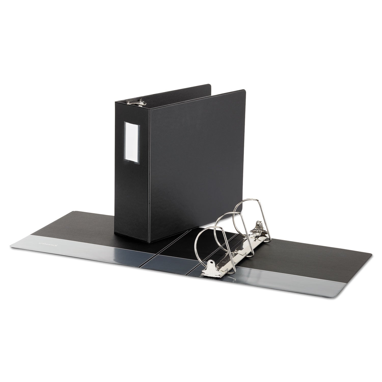 Deluxe Non-View D-Ring Binder with Label Holder, 3 Rings, 4" Capacity, 11 x 8.5, Black - 