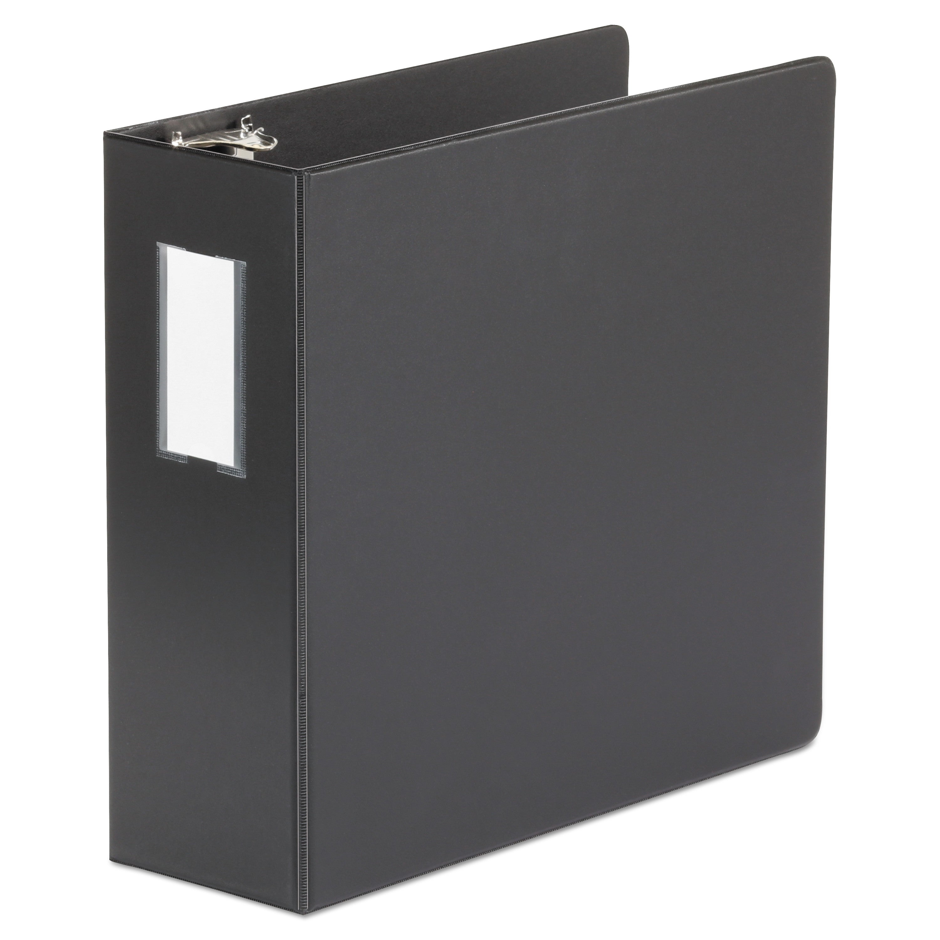 Deluxe Non-View D-Ring Binder with Label Holder, 3 Rings, 4" Capacity, 11 x 8.5, Black - 