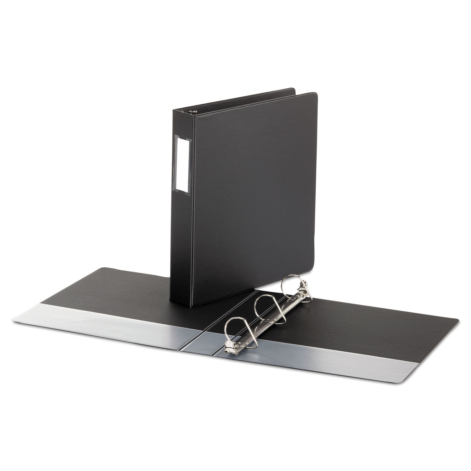 Deluxe Non-View D-Ring Binder with Label Holder, 3 Rings, 1.5" Capacity, 11 x 8.5, Black - 