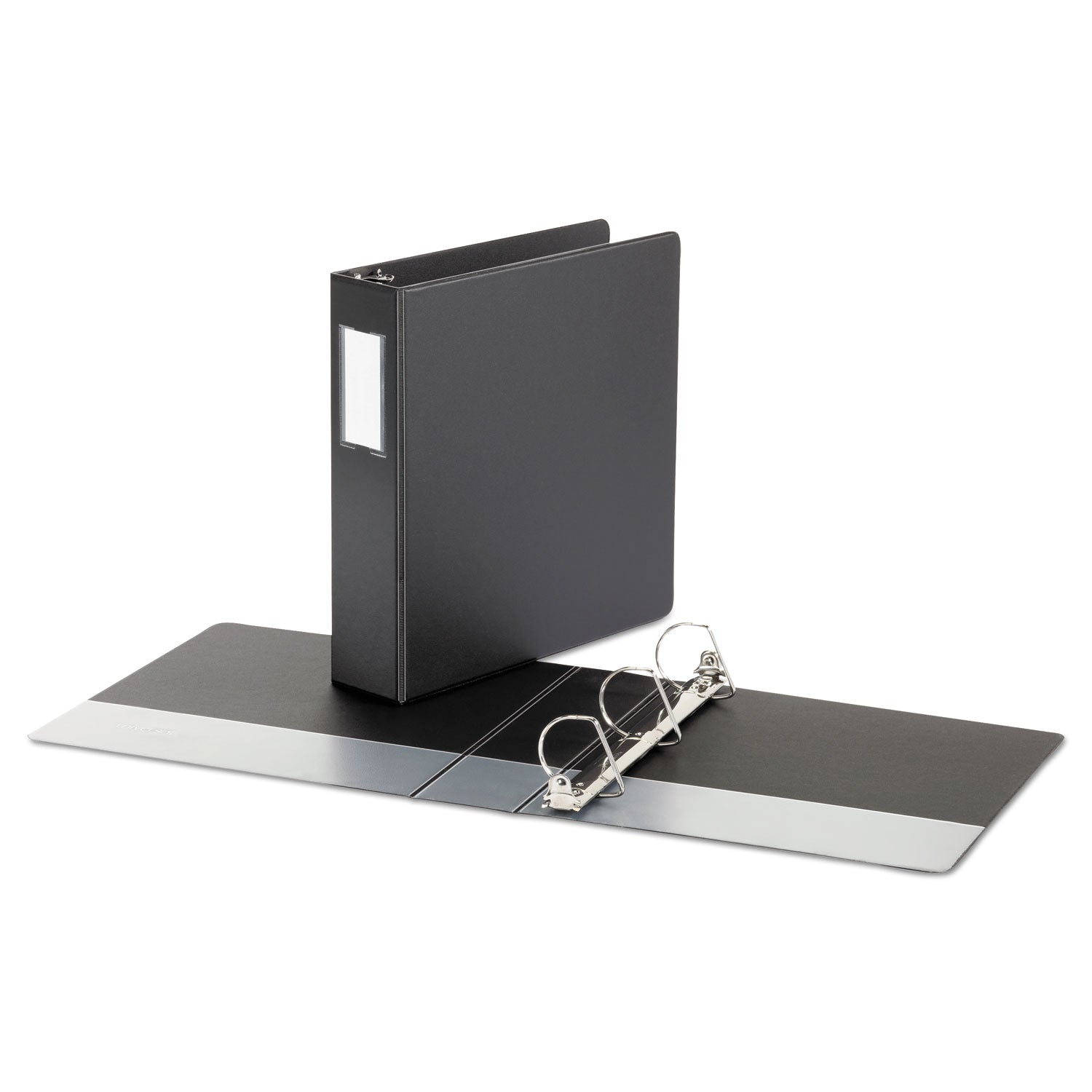 Deluxe Non-View D-Ring Binder with Label Holder, 3 Rings, 2" Capacity, 11 x 8.5, Black - 