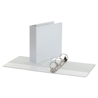 Economy Round Ring View Binder, 3 Rings, 3" Capacity, 11 x 8.5, White, 6/Pack - 