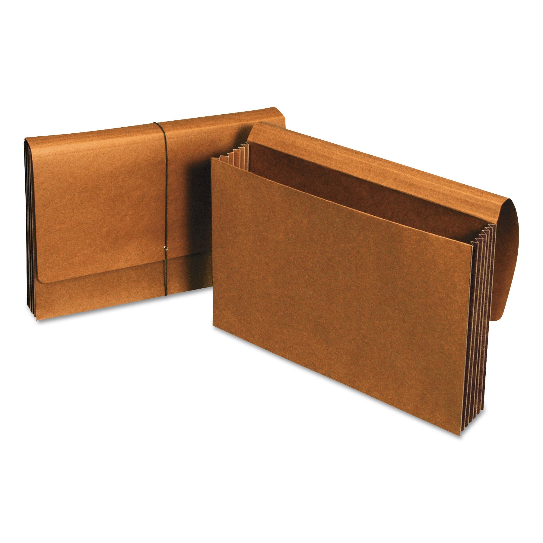 Extra Wide Expanding Wallets, 5.25" Expansion, 1 Section, Elastic Cord Closure, Legal Size, Redrope - 