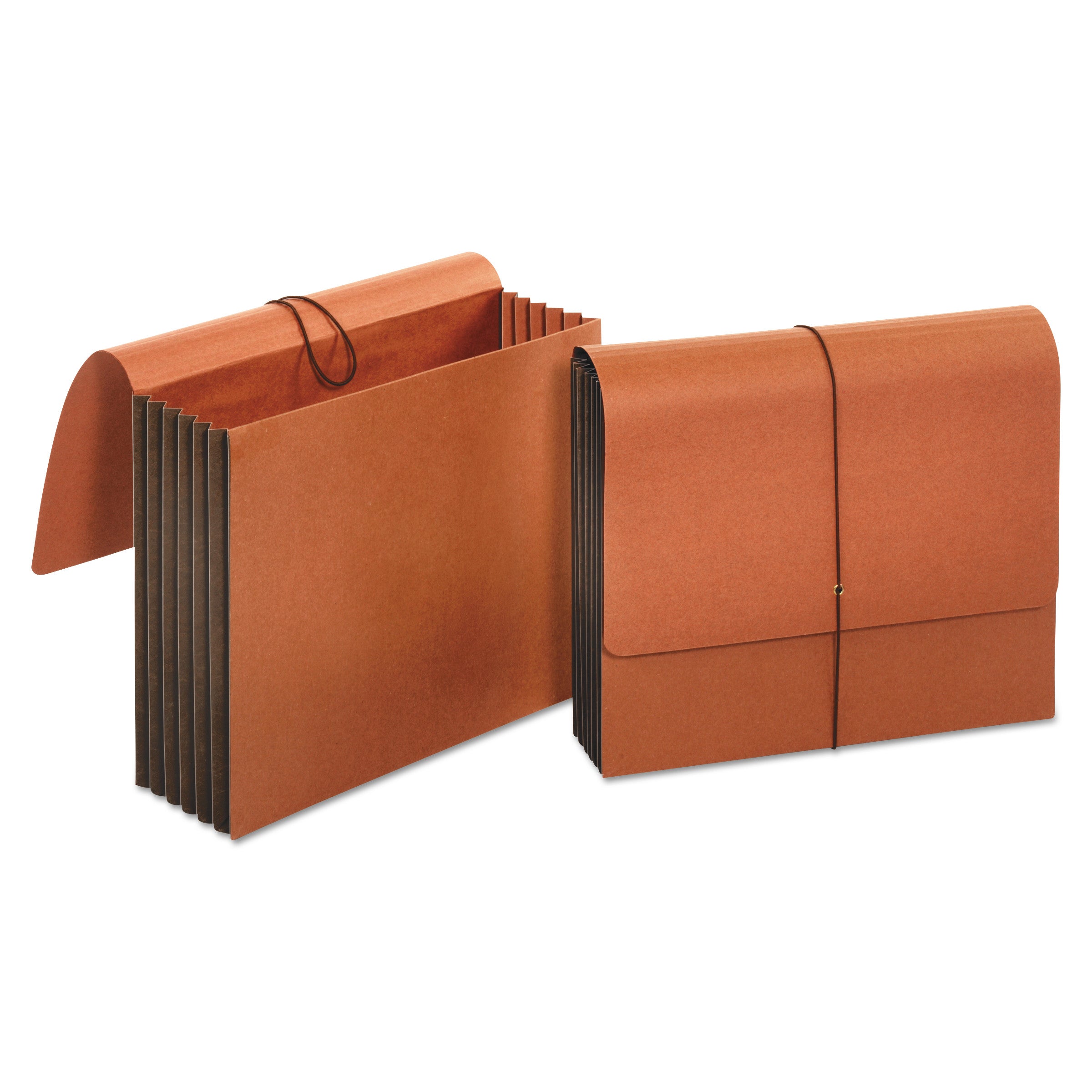 Extra Wide Expanding Wallets, 5.25" Expansion, 1 Section, Elastic Cord Closure, Letter Size, Redrope - 