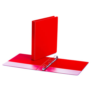 Economy Non-View Round Ring Binder, 3 Rings, 1" Capacity, 11 x 8.5, Red - 