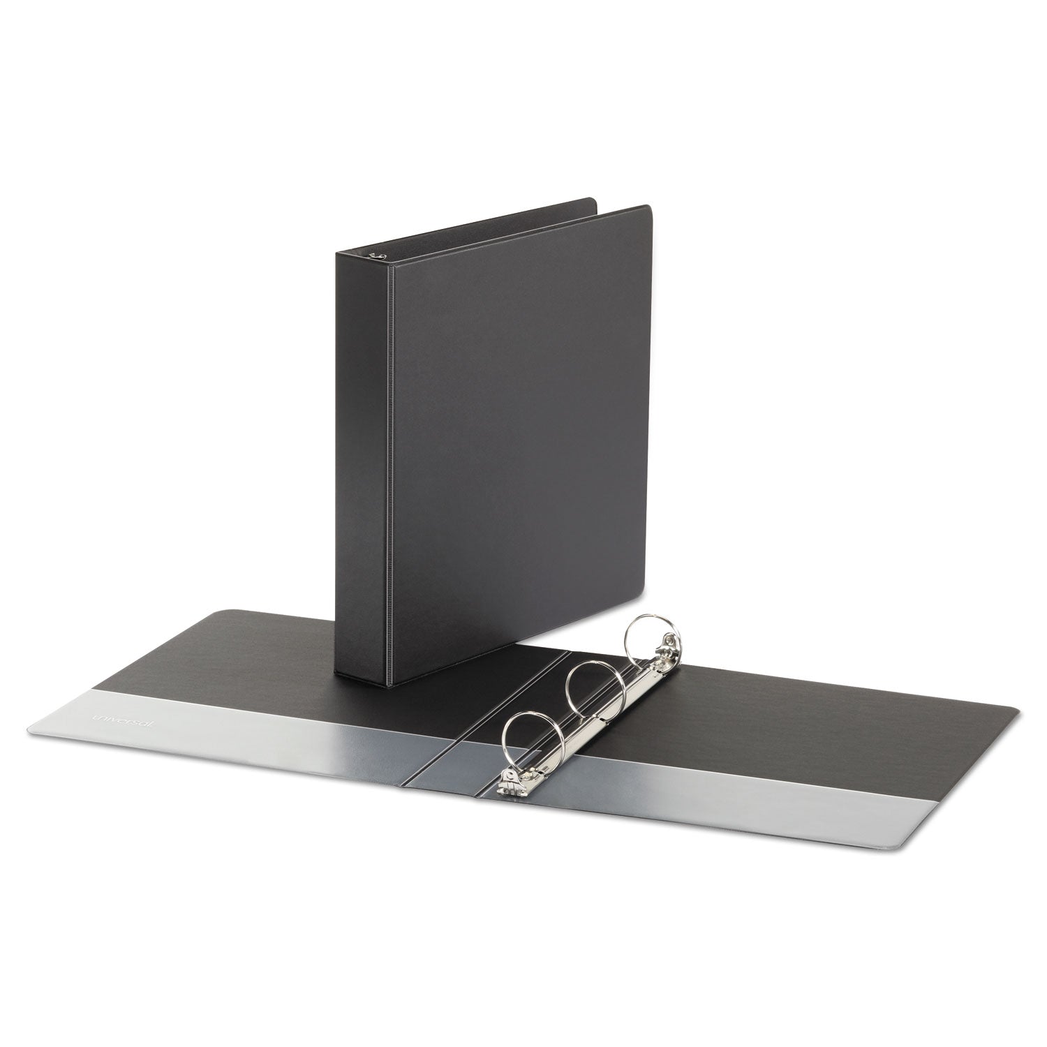 Economy Non-View Round Ring Binder, 3 Rings, 1.5" Capacity, 11 x 8.5, Black - 