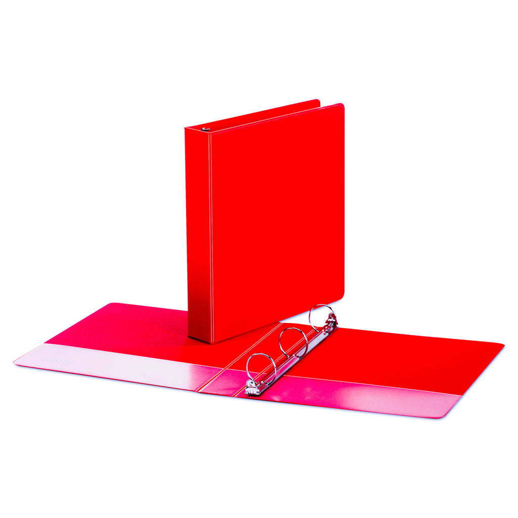 Economy Non-View Round Ring Binder, 3 Rings, 1.5" Capacity, 11 x 8.5, Red - 