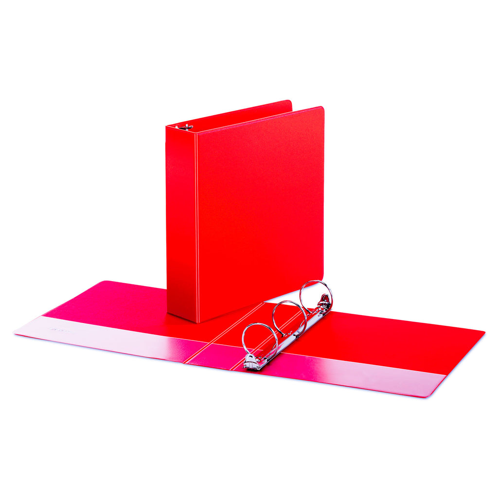 Economy Non-View Round Ring Binder, 3 Rings, 2" Capacity, 11 x 8.5, Red - 