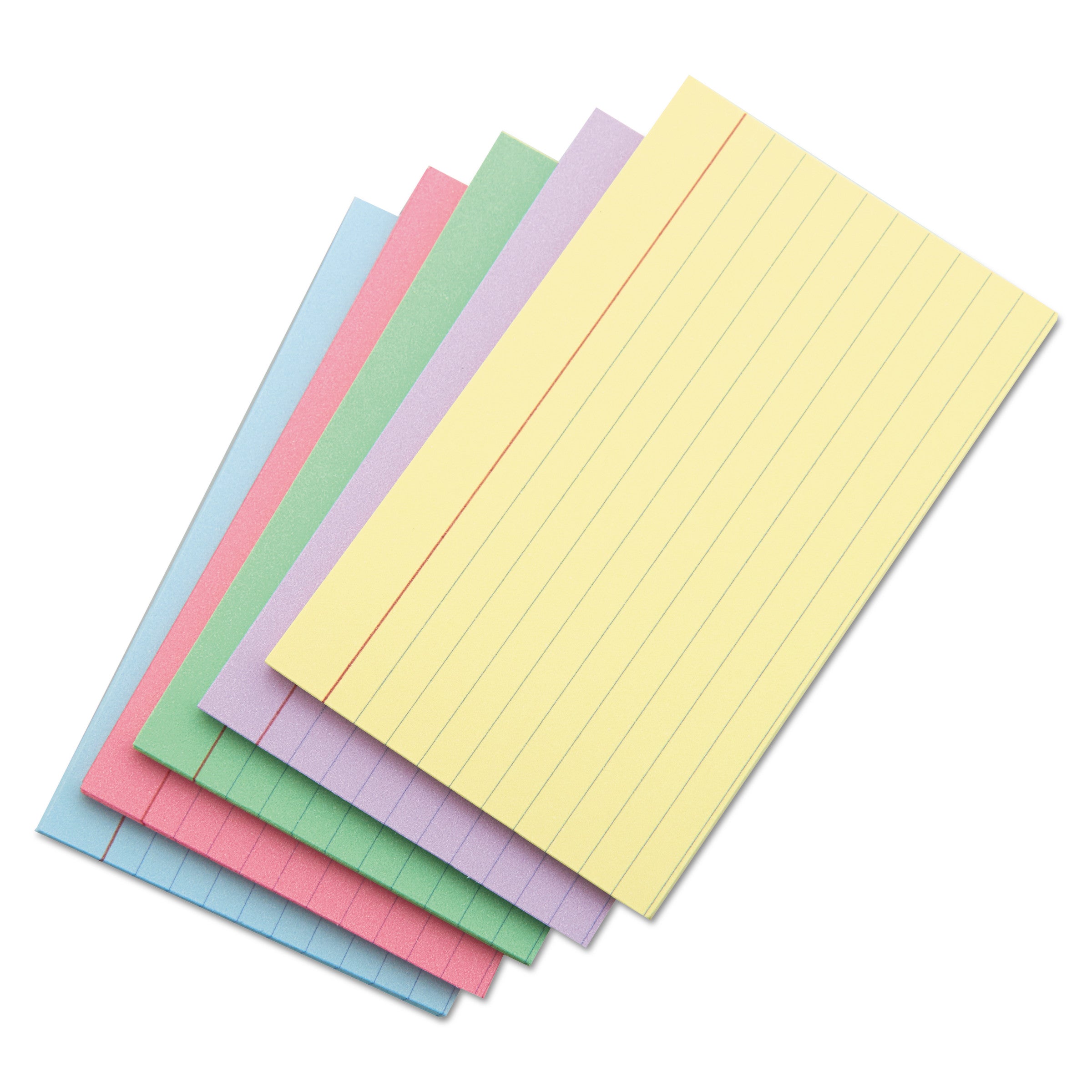 Index Cards, Ruled, 5 x 8, Assorted, 100/Pack - 5