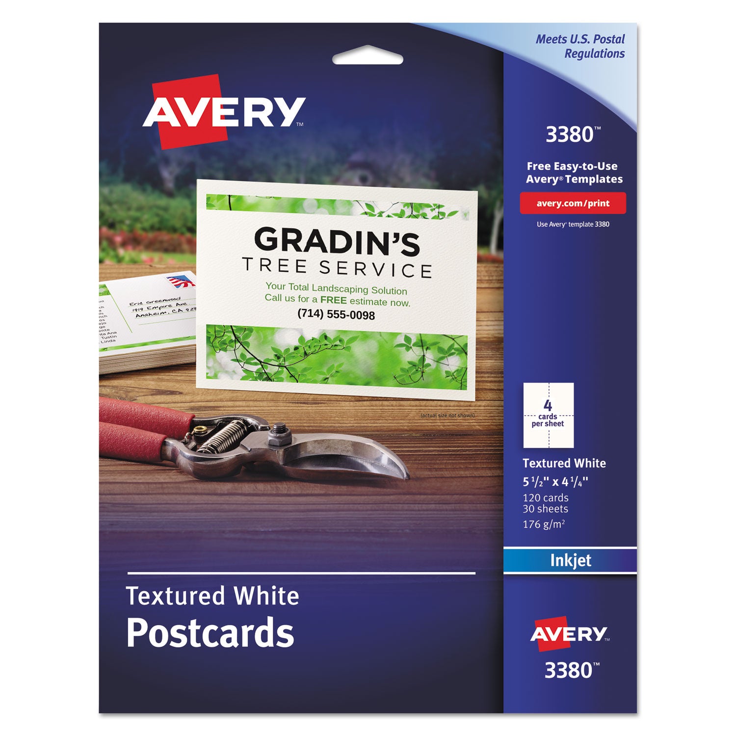 Printable Postcards, Inkjet, 65 lb, 4.25 x 5.5, Textured Matte White, 120 Cards, 4 Cards/Sheet, 30 Sheets/Box - 