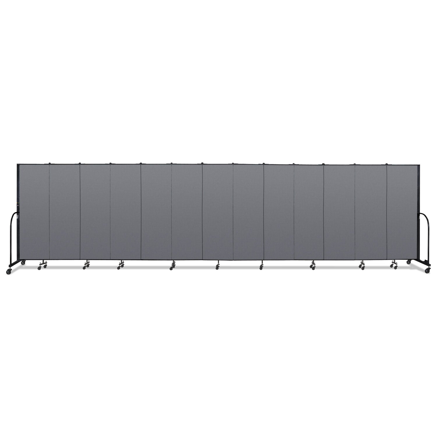 Screenflex Portable Room Dividers - 72" Height x 24.1 ft Length - Black Metal Frame - Polyester - Stone - 1 Each