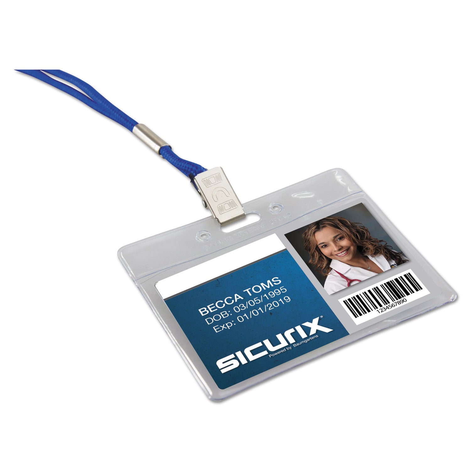 SICURIX Badge Holder, Horizontal, 2.13 x 3.38, Clear, 12/Pack - 