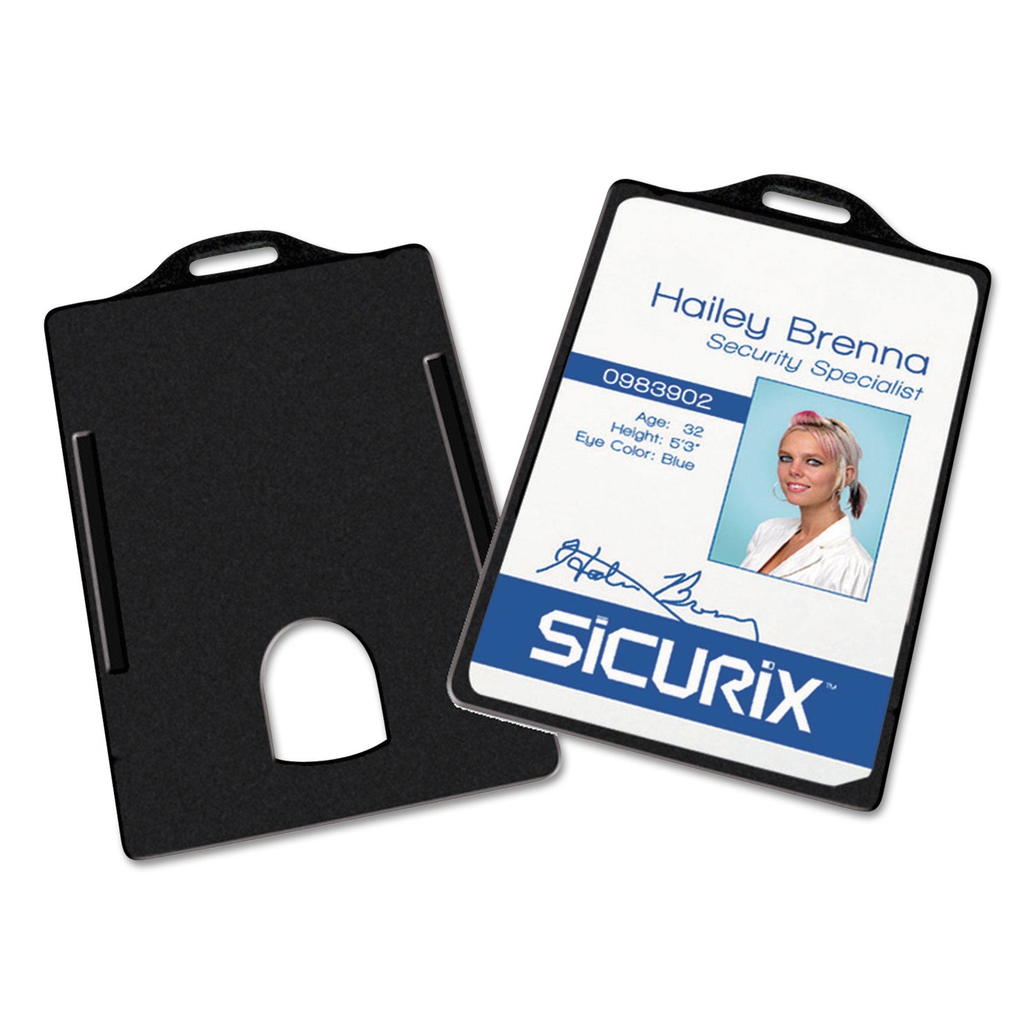 Sicurix Badge/Card Holder, 4 x 2 9/10, Black, 25/Pack - 
