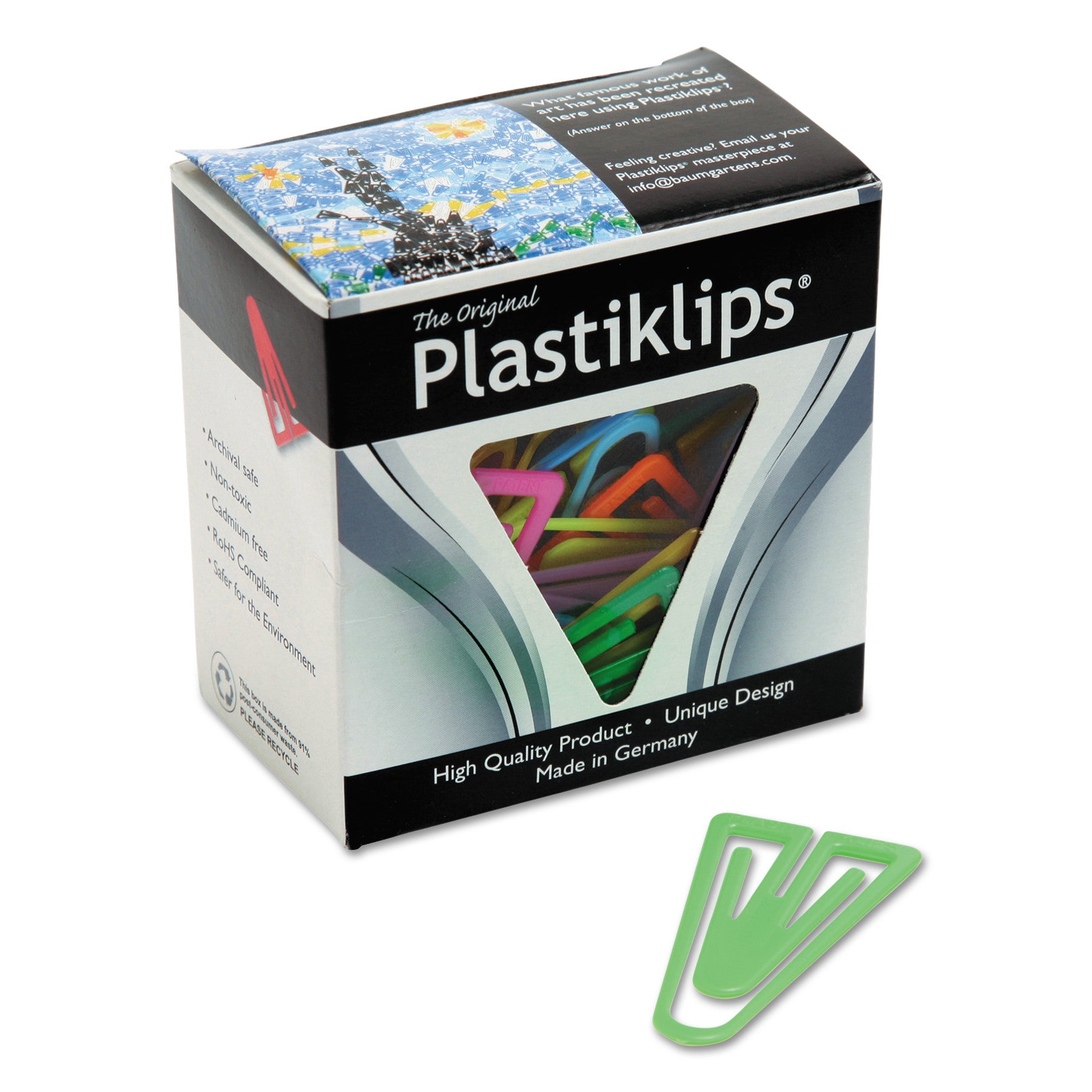 Plastiklips Paper Clips, Extra Large, Smooth, Assorted Colors, 50/Box - 