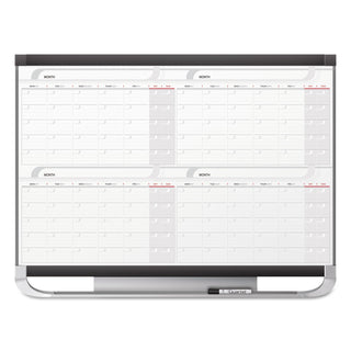 Prestige 2 Magnetic Total Erase Four-Month Calendar, 36 x 24, White Surface, Graphite Fiberboard/Plastic Frame - 