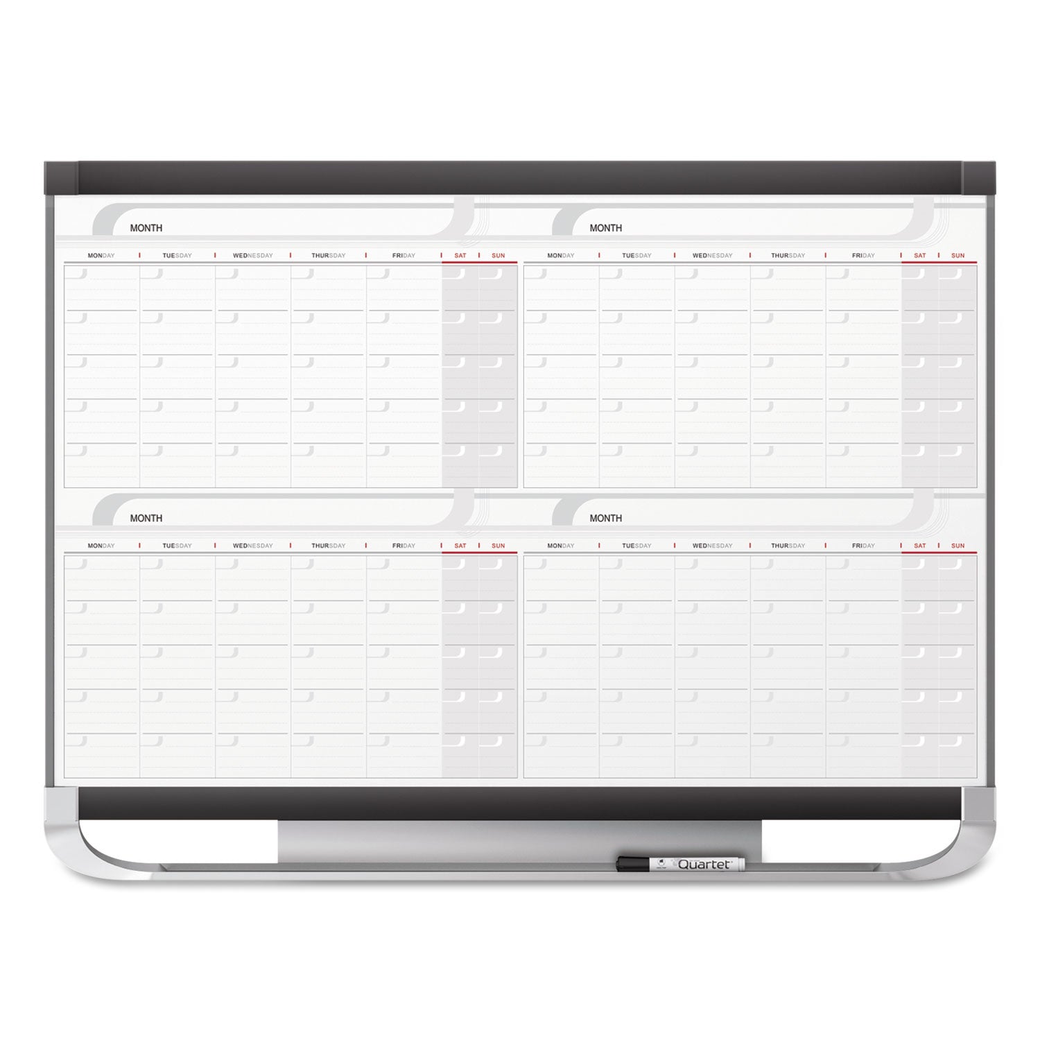 Prestige 2 Magnetic Total Erase Four-Month Calendar, 36 x 24, White Surface, Graphite Fiberboard/Plastic Frame - 