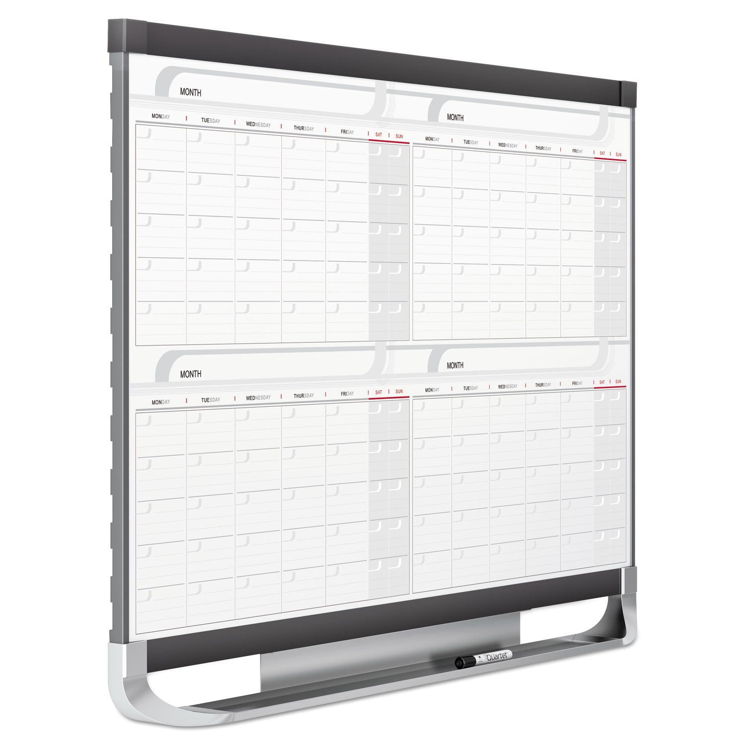 Prestige 2 Magnetic Total Erase Four-Month Calendar, 36 x 24, White Surface, Graphite Fiberboard/Plastic Frame - 