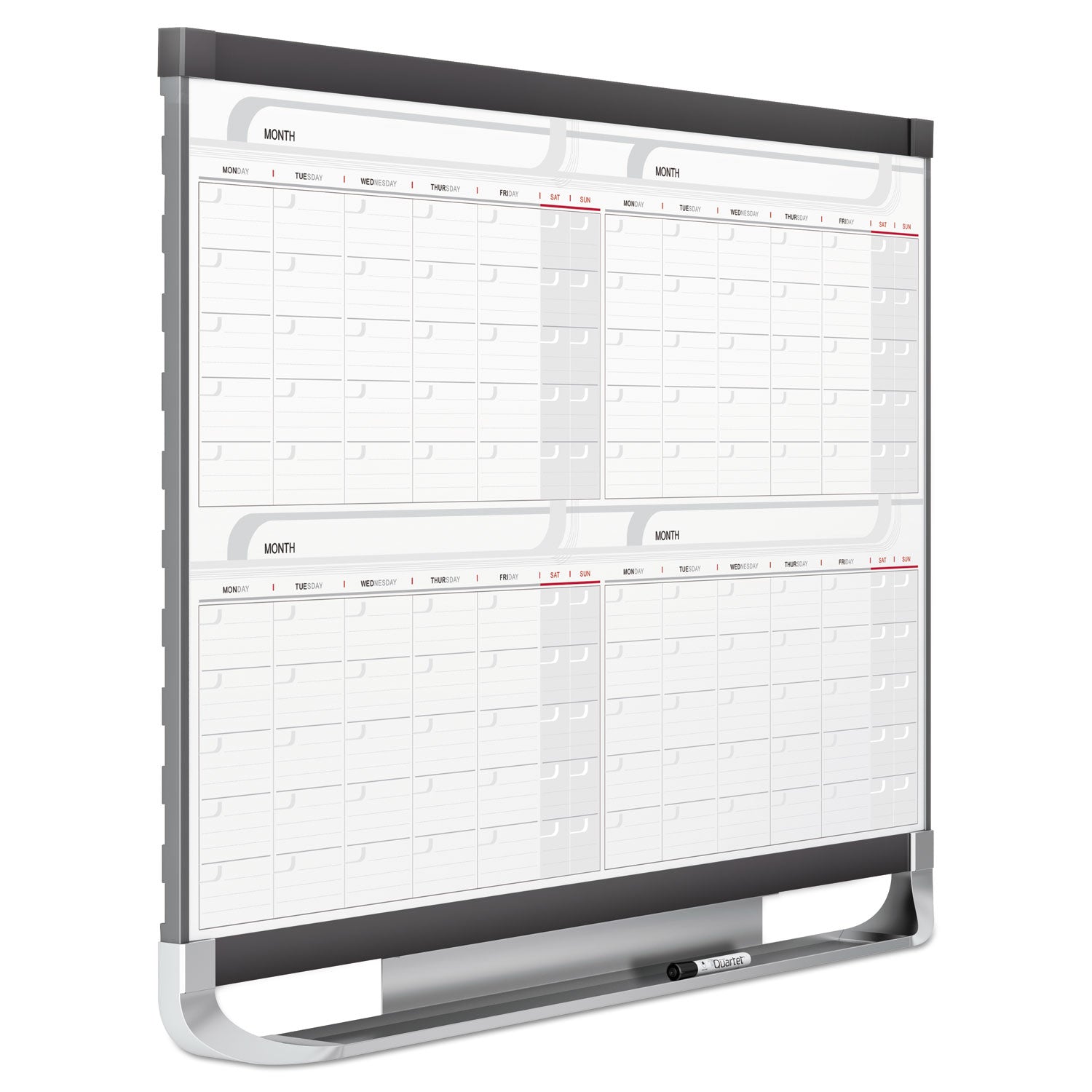 Prestige 2 Magnetic Total Erase Four-Month Calendar, 48 x 36, White Surface, Graphite Fiberboard/Plastic Frame - 
