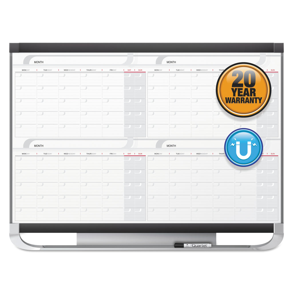 Prestige 2 Magnetic Total Erase Four-Month Calendar, 48 x 36, White Surface, Graphite Fiberboard/Plastic Frame - 