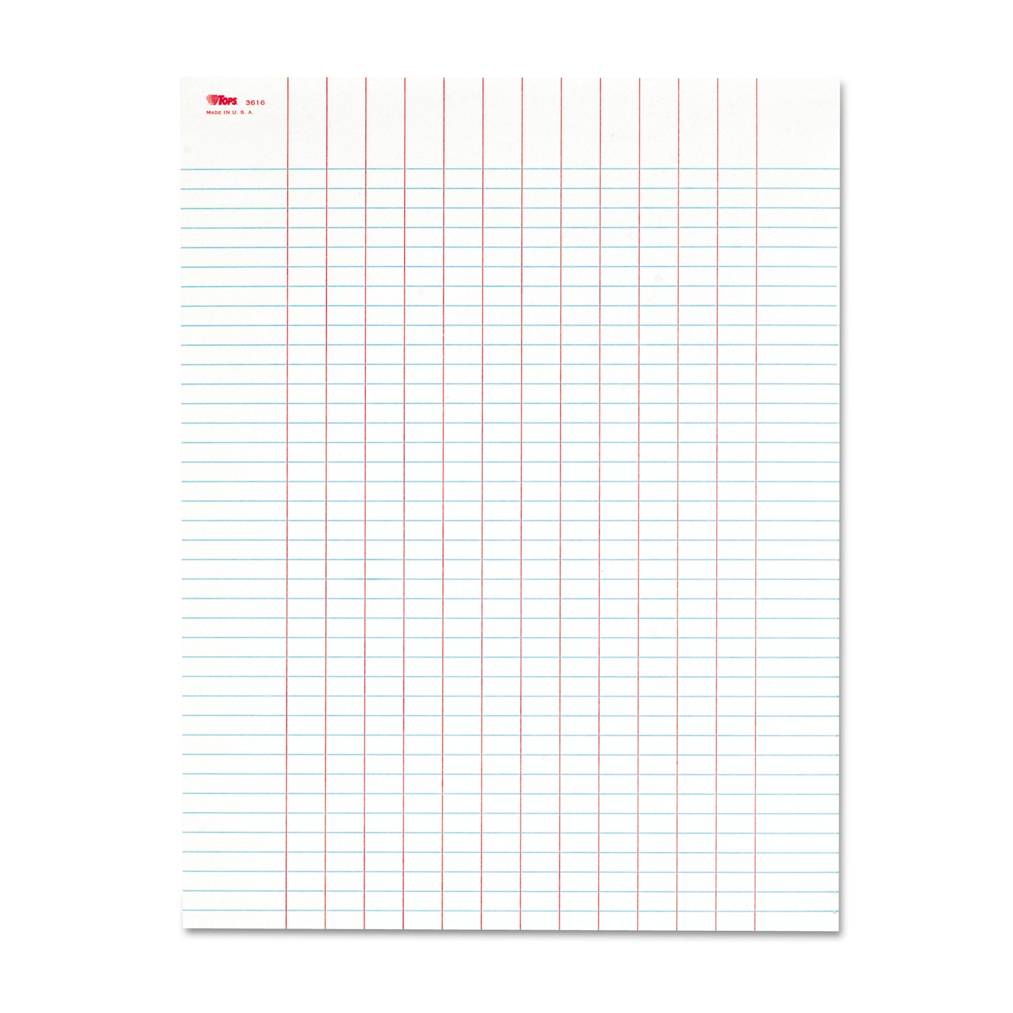 Data Pad with Plain Column Headings, Data/Lab-Record Format, 13 Columns, 8.5 x 11, White, 50 Sheets - 