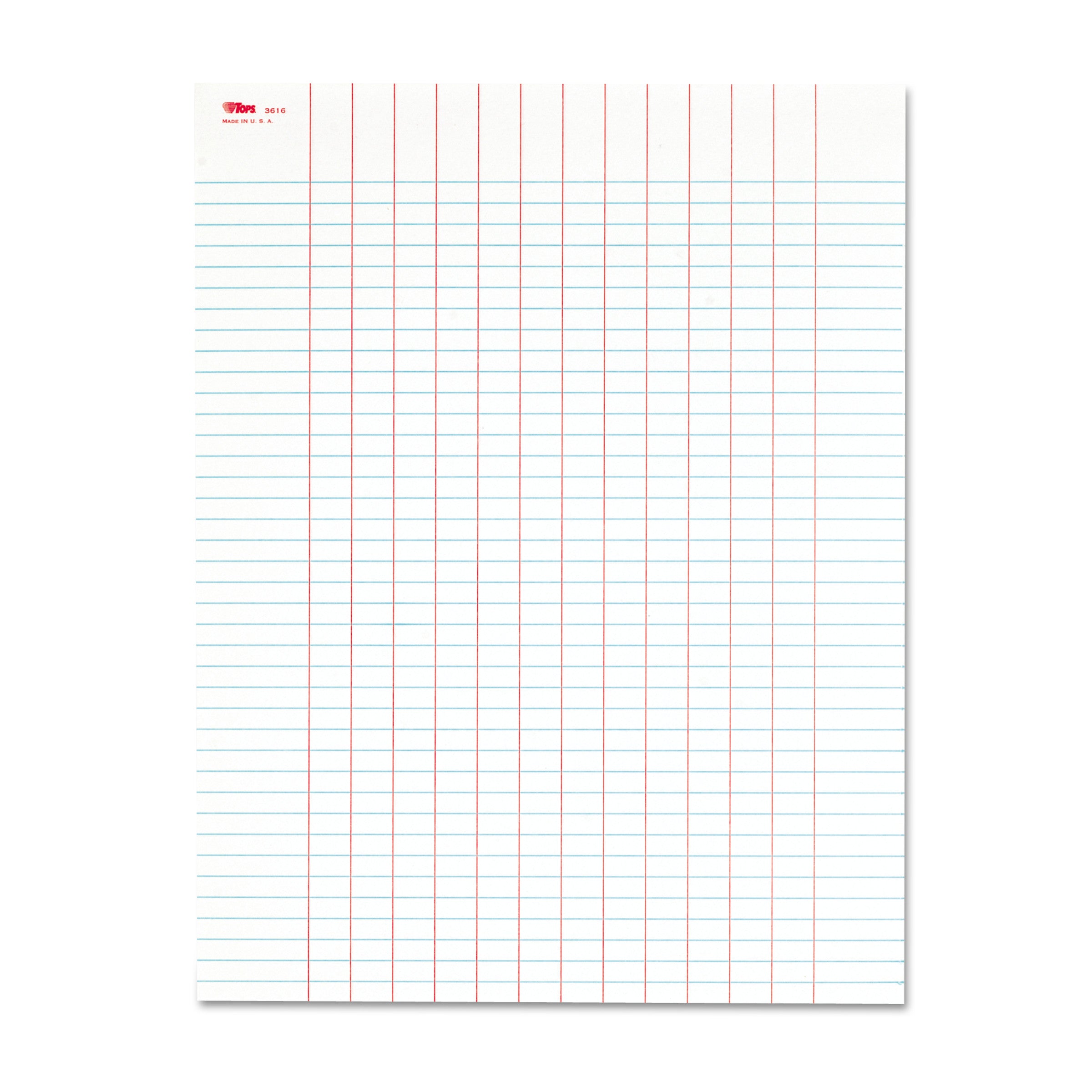 Data Pad with Plain Column Headings, Data/Lab-Record Format, 13 Columns, 8.5 x 11, White, 50 Sheets - 